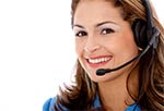 Dame vom Hotline Service mit Headset